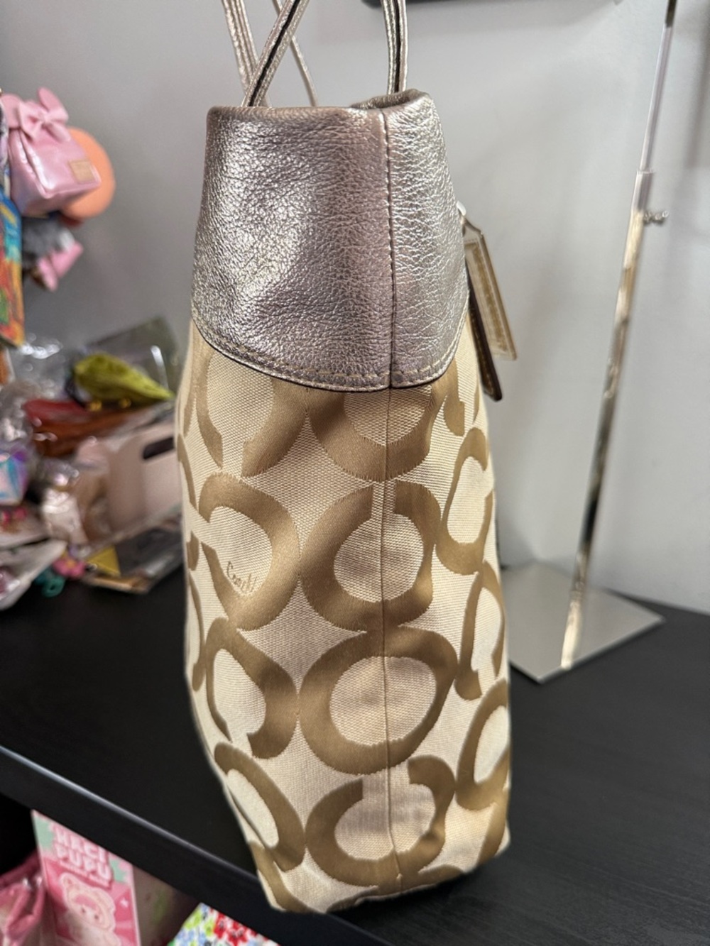 Coach Julia Op Art Perry Gold Tote Bag with original hangtags! - Picture 12 of 17